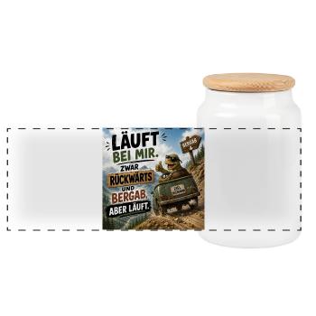 Läuft Mir Rückwärts Bergab - Panorama Keksdose mit Holzdeckel - Weiß - Vorne