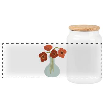 Rote Mohnvase Floral - Panorama Keksdose mit Holzdeckel - Weiß - Vorne