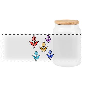 Fleur - Boîte à biscuits avec couvercle en bois - blanc - Devant