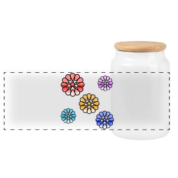 Fleur - Boîte à biscuits avec couvercle en bois - blanc - Devant