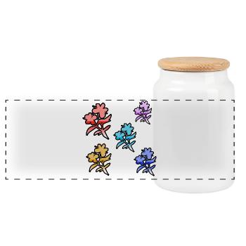 Fleur - Boîte à biscuits avec couvercle en bois - blanc - Devant