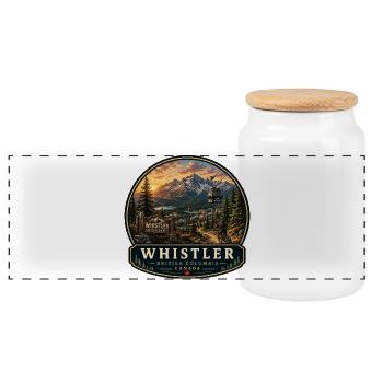 Whistler Mountain Biking Canada Vacation Gondola - Panoramic Cookie Jar with Wooden Lid - white - Front