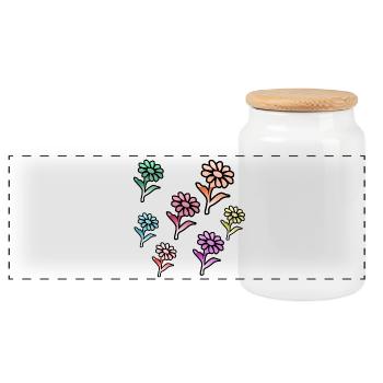 Fleur - Boîte à biscuits avec couvercle en bois - blanc - Devant
