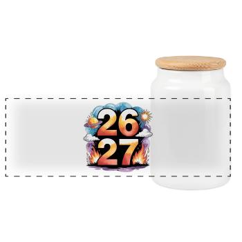 Réveillon du Nouvel An 26 / 27 - Boîte à biscuits avec couvercle en bois - blanc - Devant