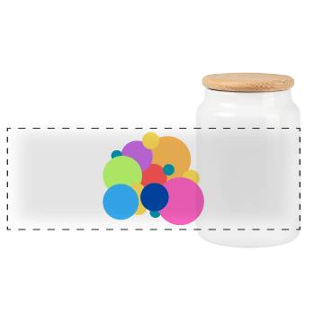Points de couleur ludiques - Boîte à biscuits avec couvercle en bois - blanc - Devant