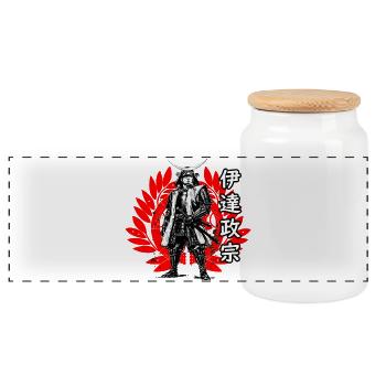 Date Masamune, le Dragon Borgne - Boîte à biscuits avec couvercle en bois - blanc - Devant
