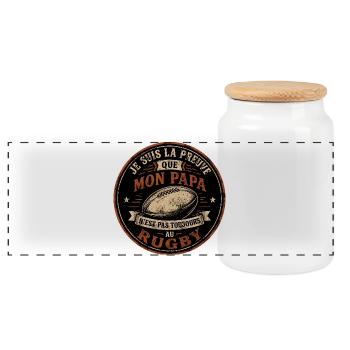 Preuve que mon papa rugby, papa rugbyman, rugby - Boîte à biscuits avec couvercle en bois - blanc - Devant