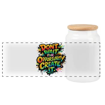 Don-t_wait_ - Panoramic Cookie Jar with Wooden Lid - white - Front