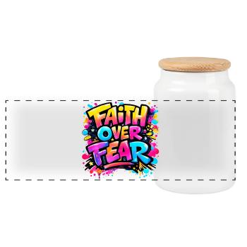 Faith_over_Fear - Boîte à biscuits avec couvercle en bois - blanc - Devant