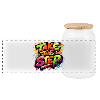 Take_the_Step - Panorama Keksdose mit Holzdeckel - Weiß - Vorne