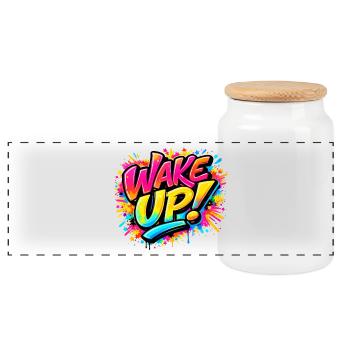 Wake_Up - Panorama Keksdose mit Holzdeckel - Weiß - Vorne