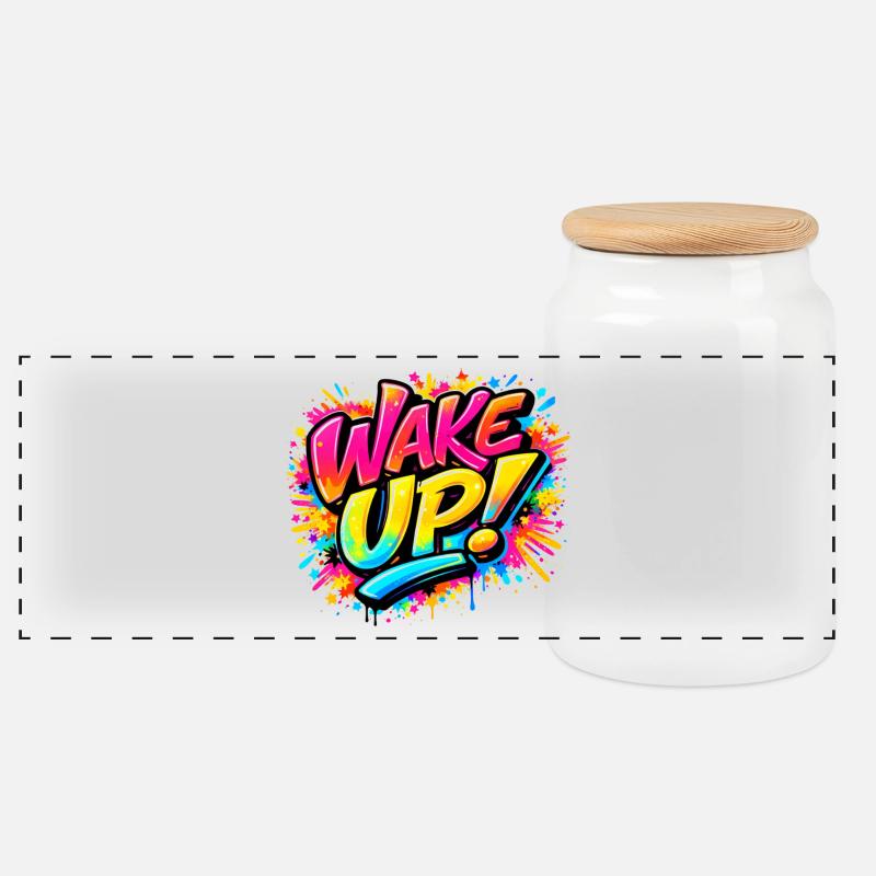 Wake_Up - Panorama Keksdose mit Holzdeckel - Weiß