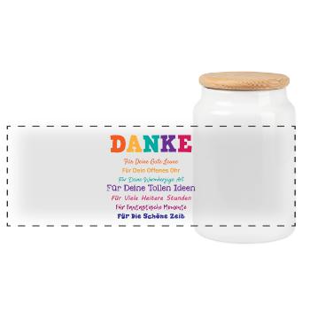 Besten Freund Kollegen Spruch Dankeschön Geschenk - Panorama Keksdose mit Holzdeckel - Weiß - Vorne