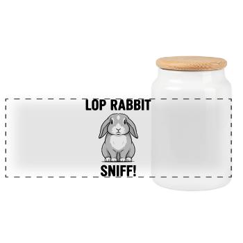 Lapin Bélier Sniff Lop Rabbit Gris - Boîte à biscuits avec couvercle en bois - blanc - Devant