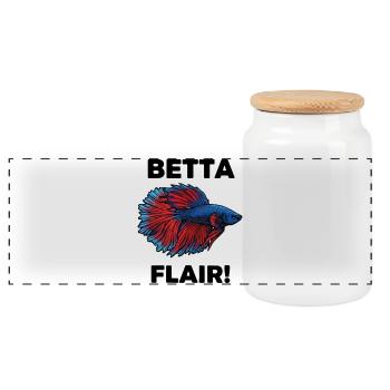Kampffisch-Betta-Flair-Aquarium - Panorama Keksdose mit Holzdeckel - Weiß - Vorne