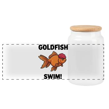 Poisson Rouge Oranda Schwimmen Goldfisch Zen - Panorama Keksdose mit Holzdeckel - Weiß - Vorne