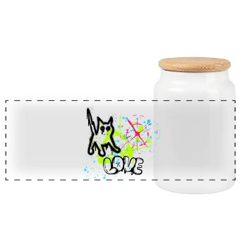 Motif de projections de graffiti néon - Boîte à biscuits avec couvercle en bois - blanc - Devant