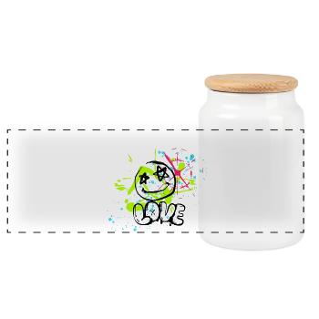 Neon Splatter Chaos - Panorama Keksdose mit Holzdeckel - Weiß - Vorne