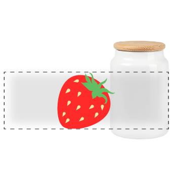 Fresh Strawberry Graphic - Panoramic Cookie Jar with Wooden Lid - white - Front