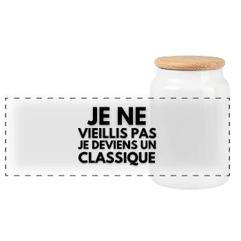 Je ne vieillis pas je deviens un classique - Boîte à biscuits avec couvercle en bois - blanc - Devant
