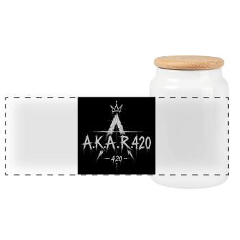 A.K.A.R.420 Krone Logo - Panoramic Cookie Jar with Wooden Lid - white - Front