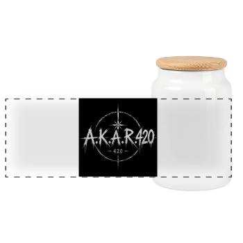 AKAR420 Grunge Emblem - Panoramic Cookie Jar with Wooden Lid - white - Front