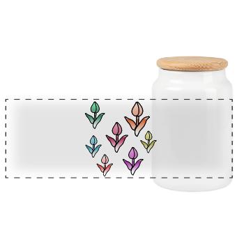 Fleur - Boîte à biscuits avec couvercle en bois - blanc - Devant