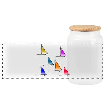 Voile - Boîte à biscuits avec couvercle en bois - blanc - Devant