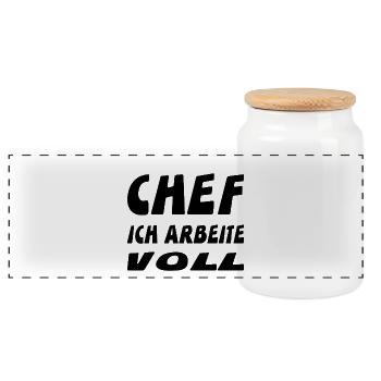 Chef - Panorama Keksdose mit Holzdeckel - Weiß - Vorne