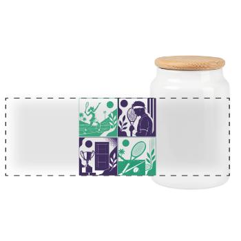TENNIS WORLD - wb AI Generated - Panoramic Cookie Jar with Wooden Lid - white - Front