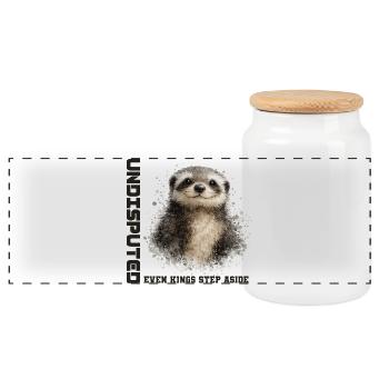 UNDISPUTED HONEY BADGER | EVEN KINGS STEP ASIDE - Panoramic Cookie Jar with Wooden Lid - white - Front