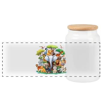 Forest Animals Collage - Panoramic Cookie Jar with Wooden Lid - white - Front