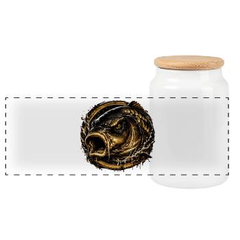 Savage Mirror Carp Fishing Artwork Design - Panoramic Cookie Jar with Wooden Lid - white - Front