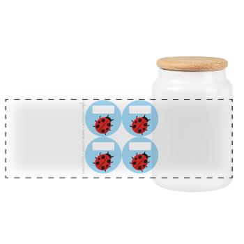 DIY Schulaufkleber Marienkäfer blau - 4 er Set - Panorama Keksdose mit Holzdeckel - Weiß - Vorne