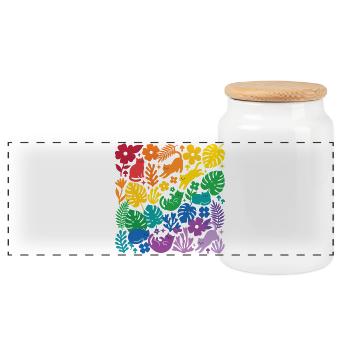 LGBT-Pride-Monat – Regenbogenkatzen und Blumen - Panorama Keksdose mit Holzdeckel - Weiß - Vorne