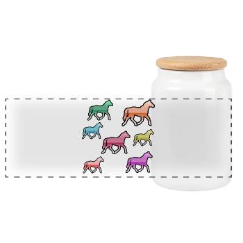 Chevaux - Boîte à biscuits avec couvercle en bois - blanc - Devant