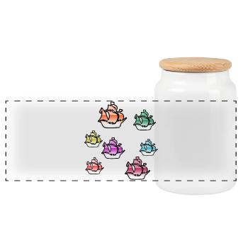 Voile - Boîte à biscuits avec couvercle en bois - blanc - Devant