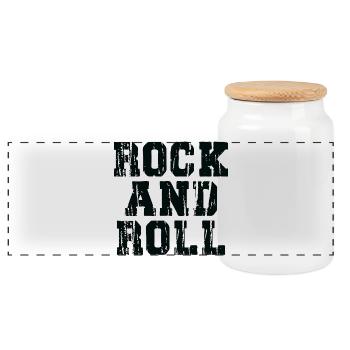 Rock'n'Roll-Distressed, fettes Typografie-Design - Panorama Keksdose mit Holzdeckel - Weiß - Vorne