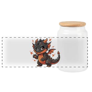 Lava Drache Kuschelheld - Panorama Keksdose mit Holzdeckel - Weiß - Vorne