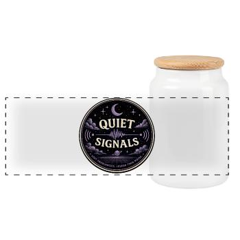 Quiet Signals Cosmos Night - Panoramic Cookie Jar with Wooden Lid - white - Front