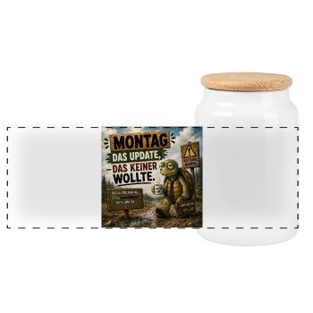 Montag Update Das Keiner Wollte - Panorama Keksdose mit Holzdeckel - Weiß - Vorne