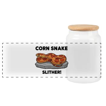 Serpent des Blés Corn Snake Slither Rocher - Boîte à biscuits avec couvercle en bois - blanc - Devant
