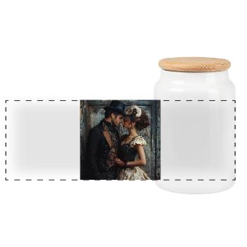 Romantisme du masque victorien - Boîte à biscuits avec couvercle en bois - blanc - Devant