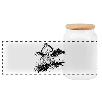 Mountain bike - Panoramic Cookie Jar with Wooden Lid - white - Front