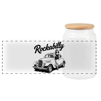 Rockabilly Pin-Up & Design de voitures classiques Hot Rod - Boîte à biscuits avec couvercle en bois - blanc - Devant