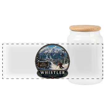 Whistler Canada Ski Resort Snowboard Ski Vacations - Panoramic Cookie Jar with Wooden Lid - white - Front