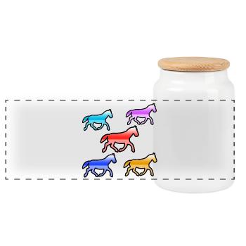 Chevaux - Boîte à biscuits avec couvercle en bois - blanc - Devant