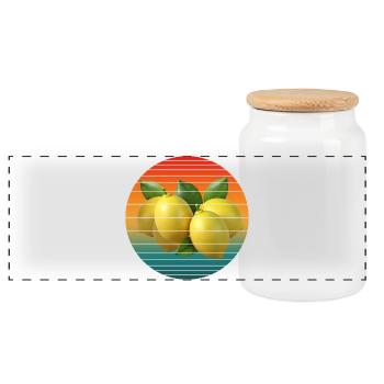 lemon fruit - Panoramic Cookie Jar with Wooden Lid - white - Front