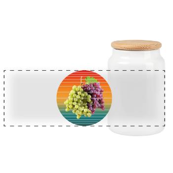 grape fruits - Panoramic Cookie Jar with Wooden Lid - white - Front