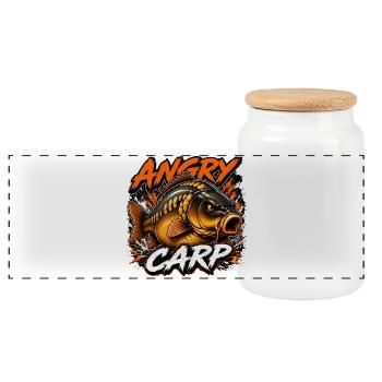 Design des Angry Mirror Carp Angel - Panorama Keksdose mit Holzdeckel - Weiß - Vorne